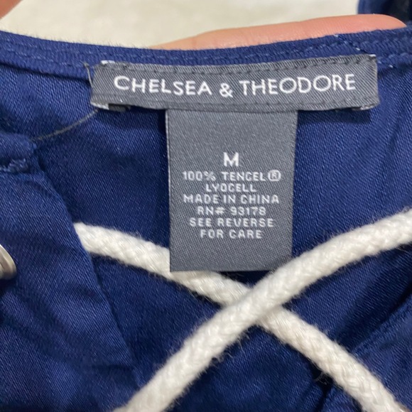 Chelsea & Theodore Navy Blue Sleeveless Lace Up Tunic Dress - M - Picture 7 of 9